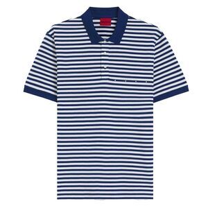 Hugo Mens Striped Short-Sleeved Polo Shirt / Blue/White